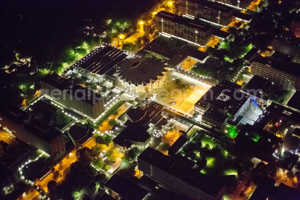 Bochum at night from above - Night shot of campus Ruhr-University Bochum RUB