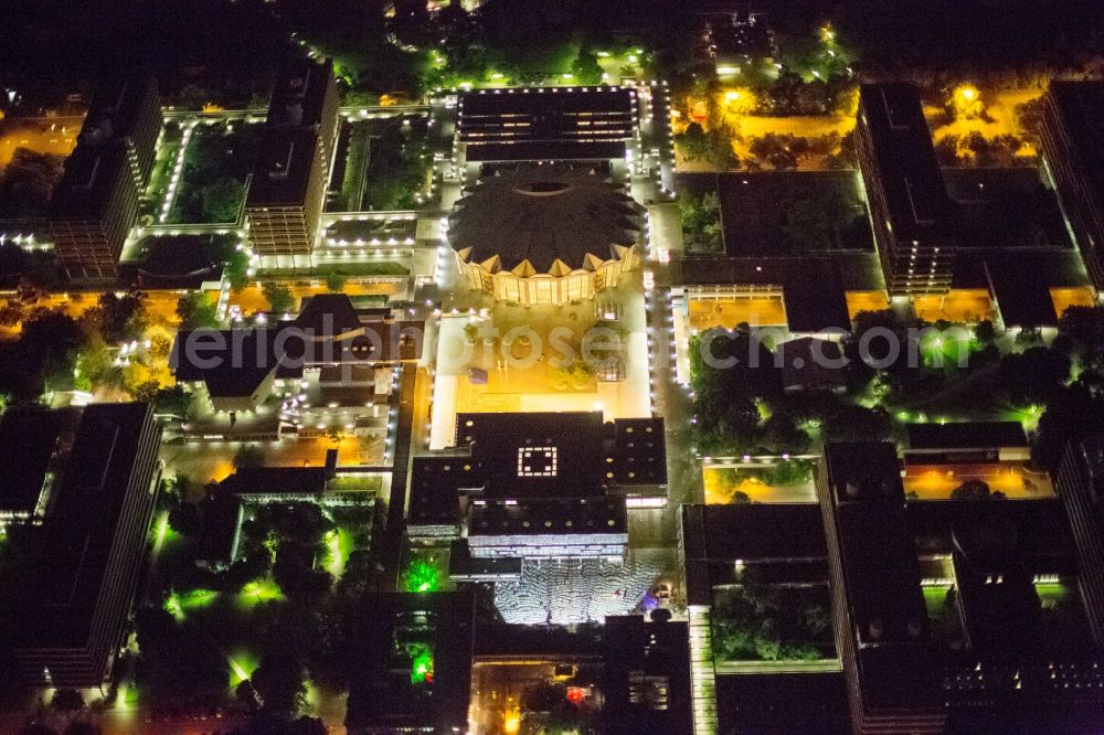 Aerial photograph at night Bochum - Night shot of campus Ruhr-University Bochum RUB