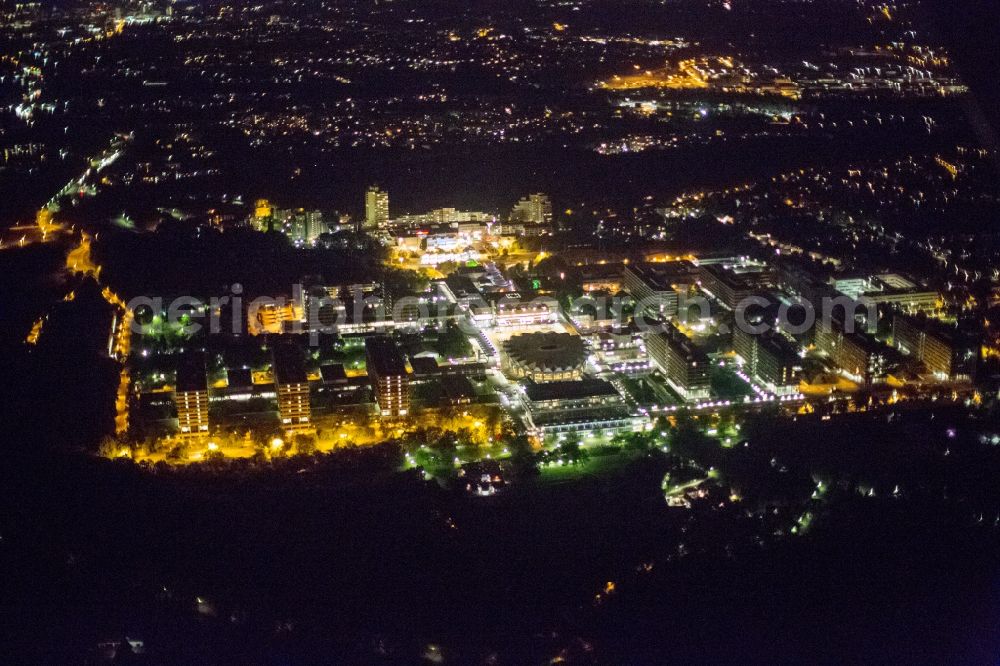 Bochum at night from above - Night shot of campus Ruhr-University Bochum RUB