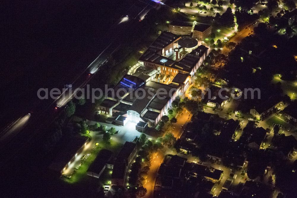 Aerial image at night Dortmund - DASA - World of Work is an exhibition which opened in 1993 as a German Occupational Safety Exhibition Exhibition in Dortmund and sees itself as a creative learning center for health and safety when working with high recreational value