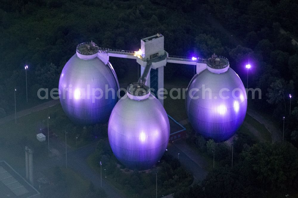 Dinslaken at night from above - Night Aerial view of the Emscher sewage plant at the occasion of the Dinslaken Night of Industrial Culture in Action extra layer 2012