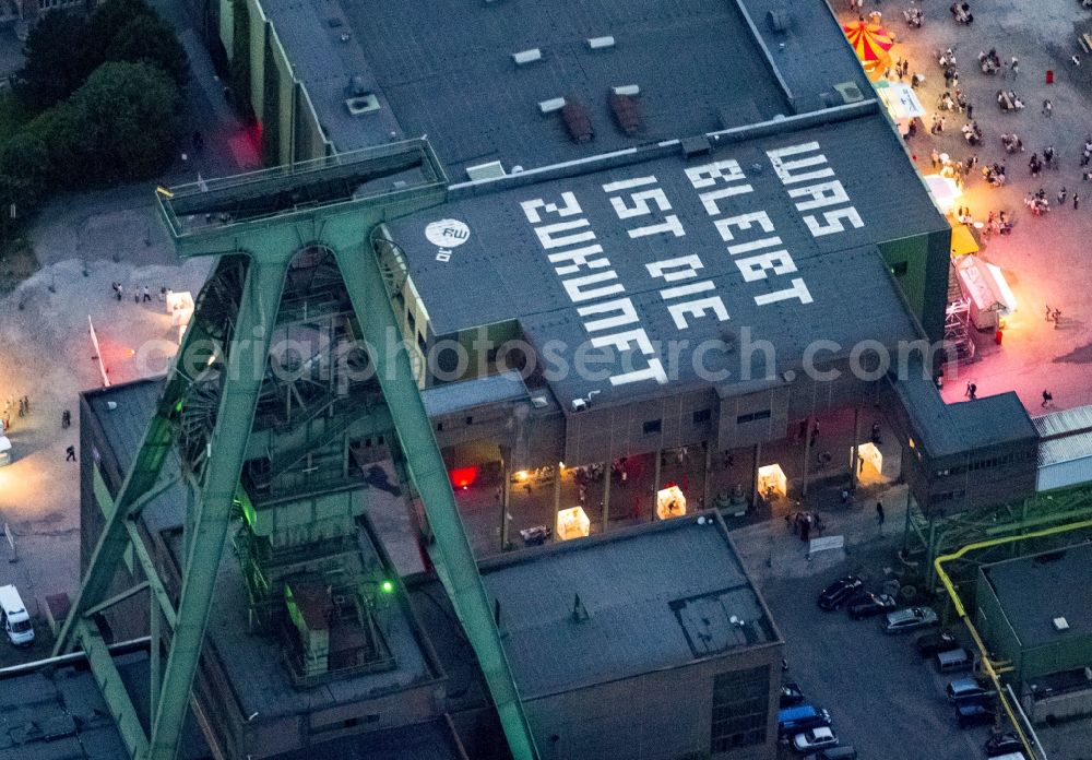 Aerial photograph at night Dinslaken - Night-time aerial view of the creative quarter Lohberg Dinslaken and the Tower Colliery in the Night of Industrial Culture in Action extra layer 2012