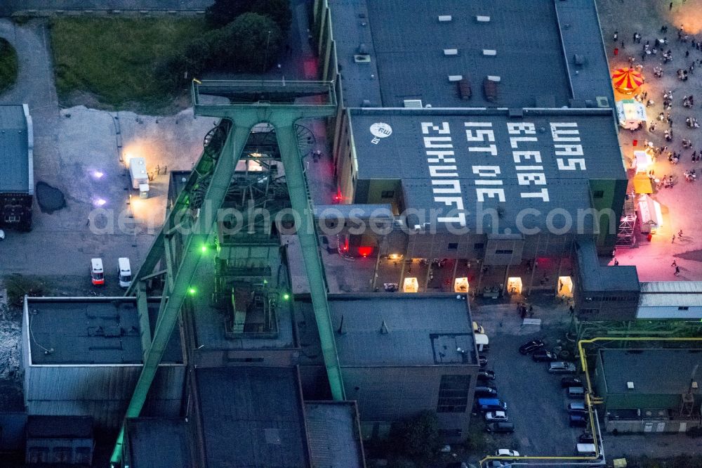 Aerial image at night Dinslaken - Night-time aerial view of the creative quarter Lohberg Dinslaken and the Tower Colliery in the Night of Industrial Culture in Action extra layer 2012