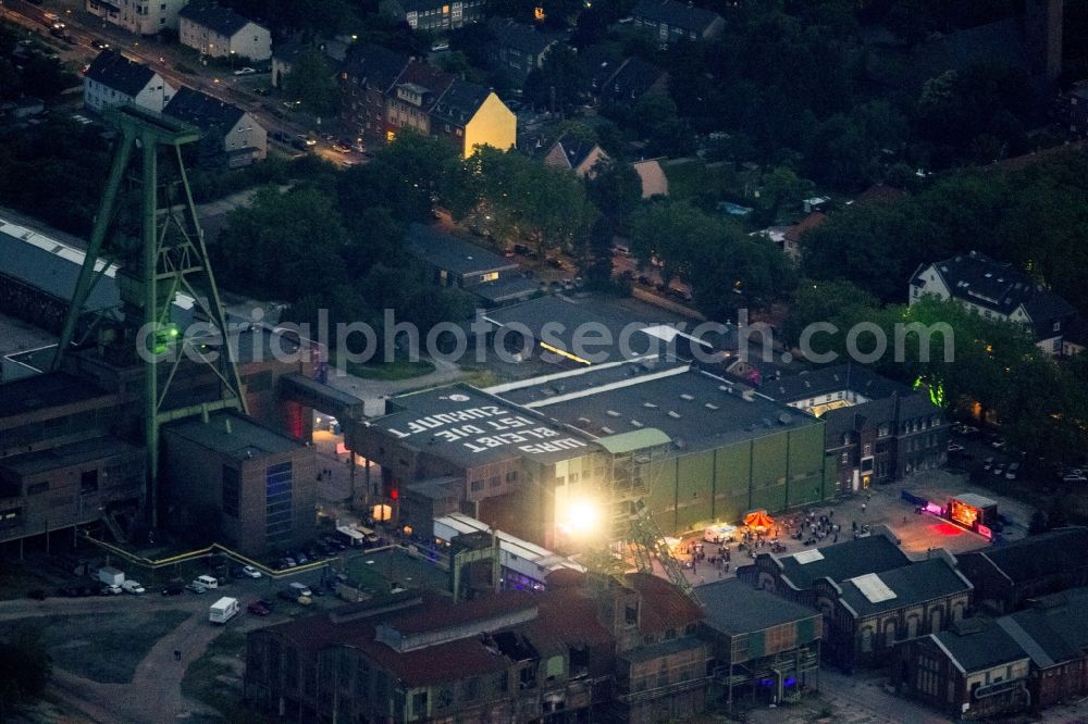 Aerial image at night Dinslaken - Night-time aerial view of the creative quarter Lohberg Dinslaken and the Tower Colliery in the Night of Industrial Culture in Action extra layer 2012