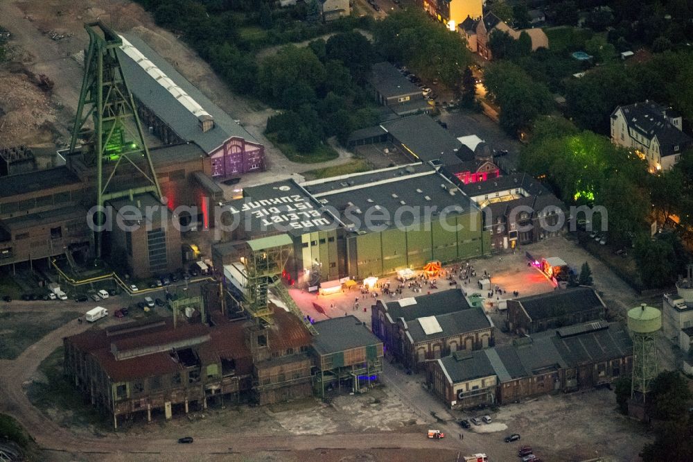 Dinslaken at night from above - Night-time aerial view of the creative quarter Lohberg Dinslaken and the Tower Colliery in the Night of Industrial Culture in Action extra layer 2012