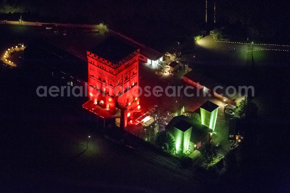 Bochum at night from the bird perspective: Night-time aerial view of the Industrial Museum in Bochum Zeche Hannover-Hordel the Night of Industrial Culture in Action extra layer 2012