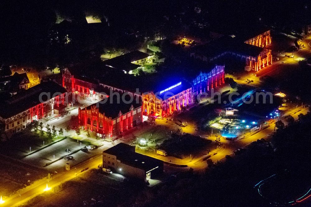 Waltrop at night from the bird perspective: Night Aerial view of the mine as part of the action Waltrop extra layer 2012th