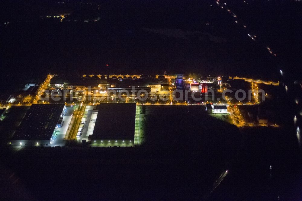 Herten at night from above - Night Aerial View of Tower colliery Zeche Ewald in Herten on the occasion of the Night of Industrial Culture in Action extra layer 2012