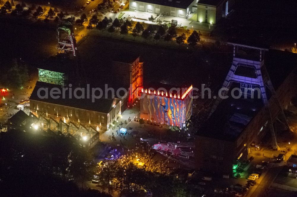 Aerial photograph at night Herten - Night Aerial View of Tower colliery Zeche Ewald in Herten on the occasion of the Night of Industrial Culture in Action extra layer 2012