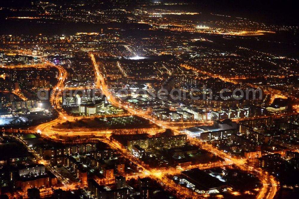 München at night from above - Night city partial view Ramersdorf-Perlach along the Staendlerstrasse in Munich in Bavaria