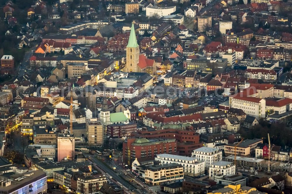 Aerial image at night Hamm - Christmas market on the square in Hamm in North Rhine-Westphalia