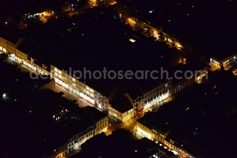 Aerial image at night Potsdam - Night aerial photo of the street Brandenburger Strasse in Potsdam in the state Brandenburg