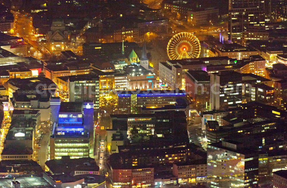 Essen at night from above - Night photograph of the Essen city core