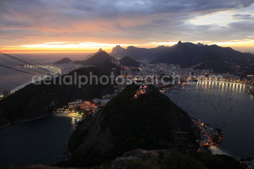 Rio de Janeiro at night from above - Beach and coastal area on the outskirts of Ipanema in Rio de Janeiro in Brazil