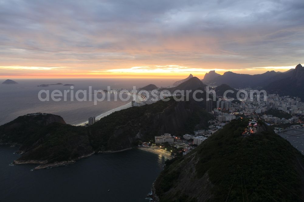 Rio de Janeiro at night from above - Beach and coastal area on the outskirts of Ipanema in Rio de Janeiro in Brazil