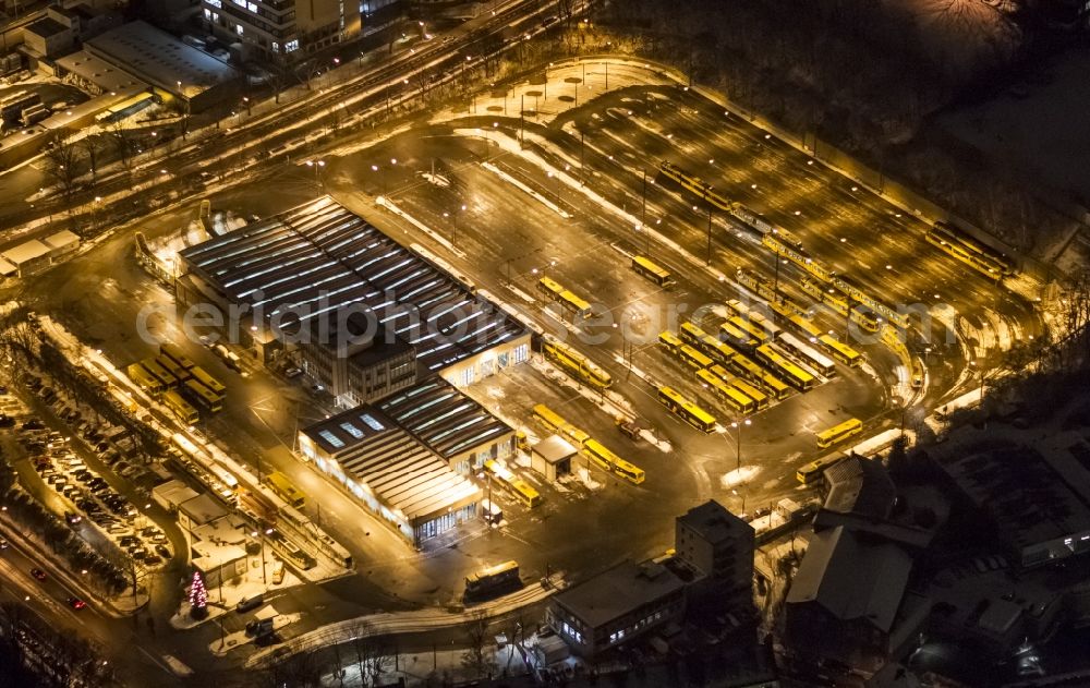 Essen at night from above - Night view from the tram depot transport companies in Essen in Essen, Nordrhein-Westfalen