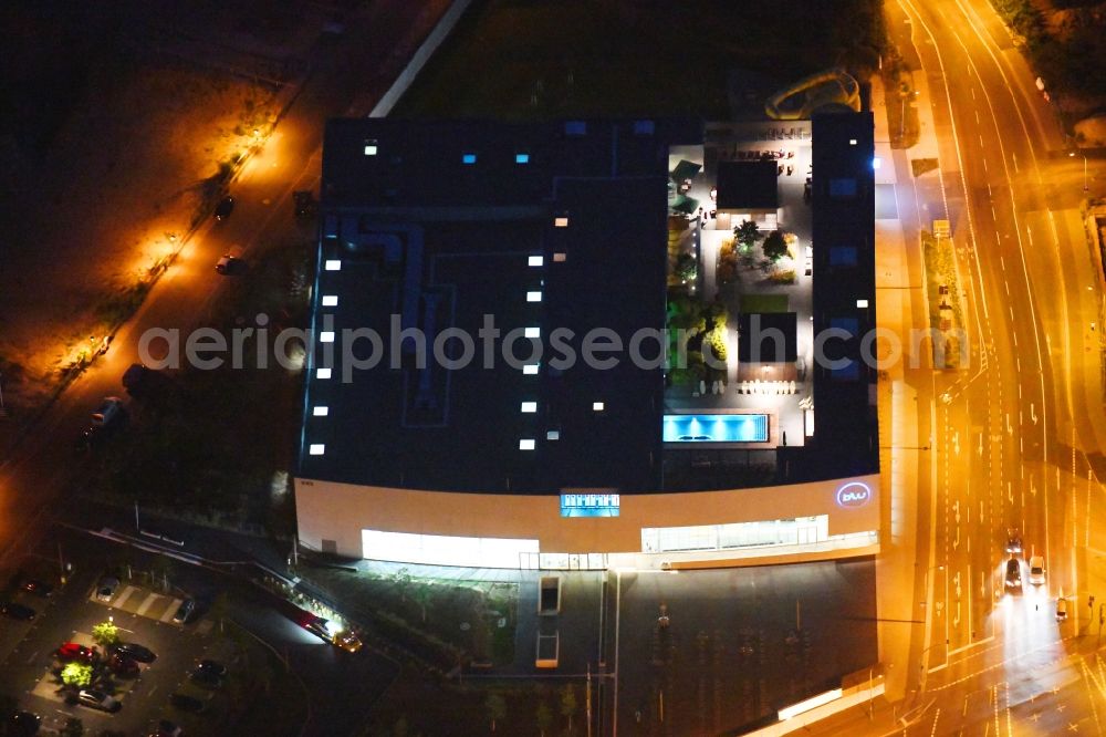 Aerial image at night Potsdam - Night lighting site to build a new leisure pool with swimming pool in Potsdam in Brandenburg