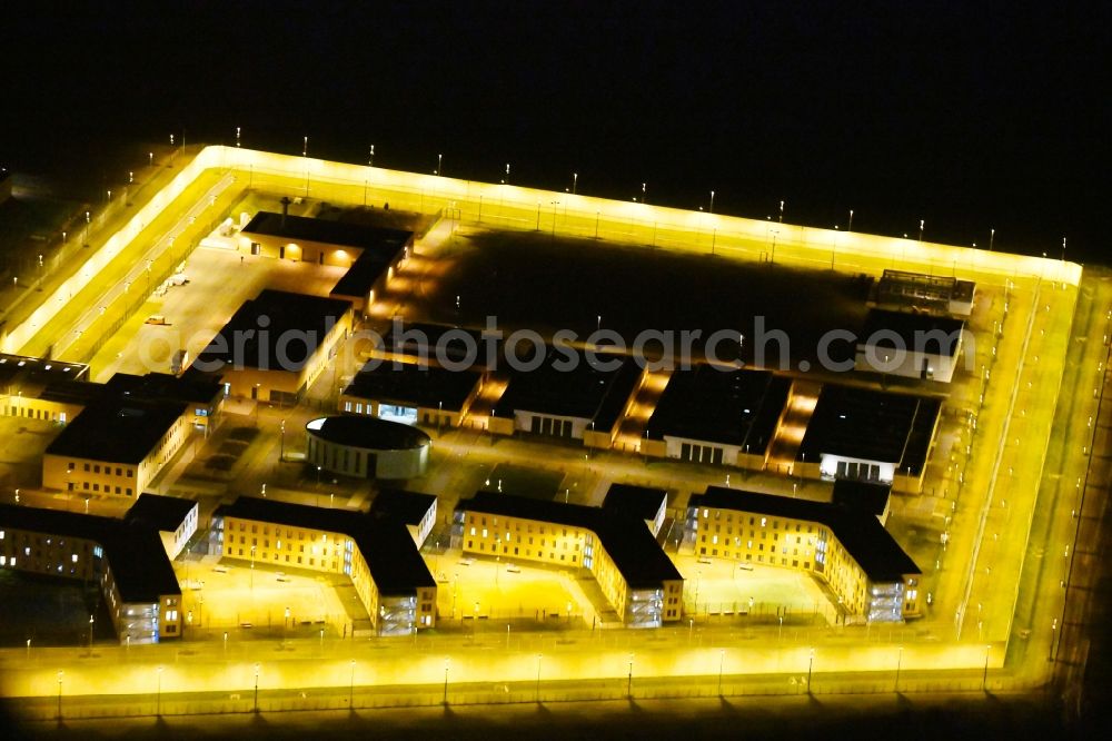 Aerial image at night Arnstadt - Night lighting Construction of the Youth Detention Center (JSA) and the Thuringian new youth detention center (prison) in Arnstadt