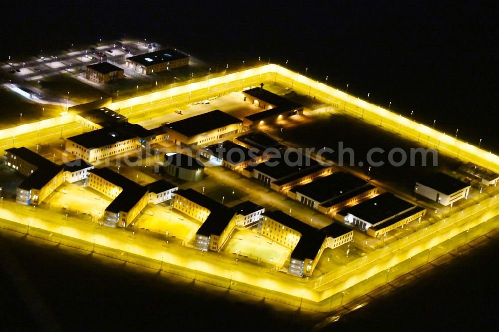 Arnstadt at night from above - Night lighting Construction of the Youth Detention Center (JSA) and the Thuringian new youth detention center (prison) in Arnstadt