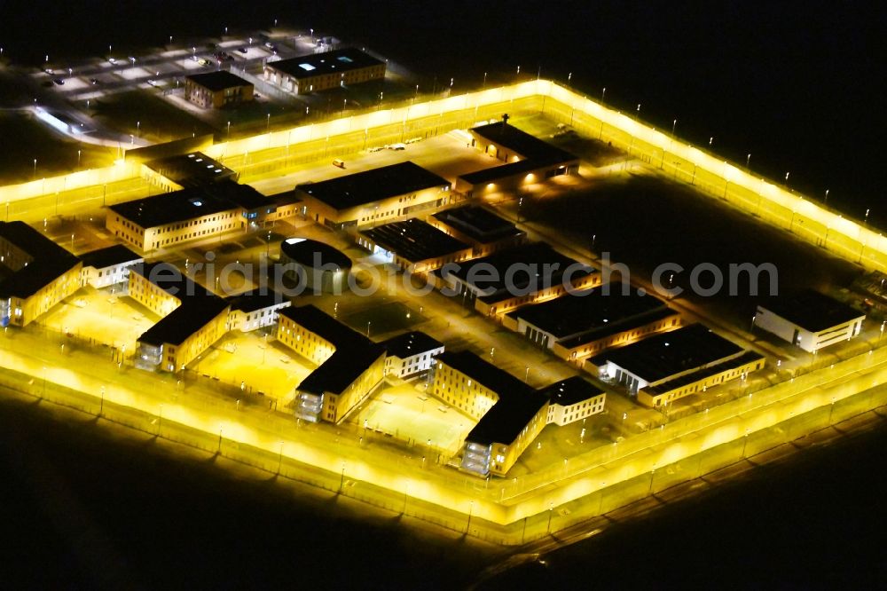 Aerial photograph at night Arnstadt - Night lighting Construction of the Youth Detention Center (JSA) and the Thuringian new youth detention center (prison) in Arnstadt