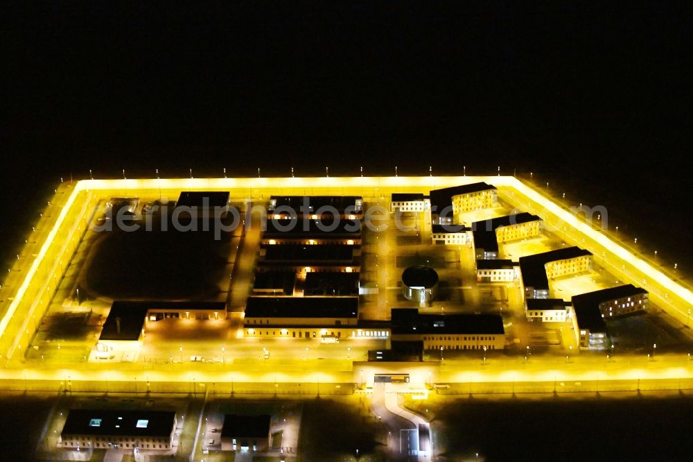 Arnstadt at night from above - Night lighting Construction of the Youth Detention Center (JSA) and the Thuringian new youth detention center (prison) in Arnstadt