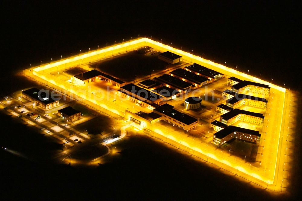 Arnstadt at night from the bird perspective: Night lighting Construction of the Youth Detention Center (JSA) and the Thuringian new youth detention center (prison) in Arnstadt