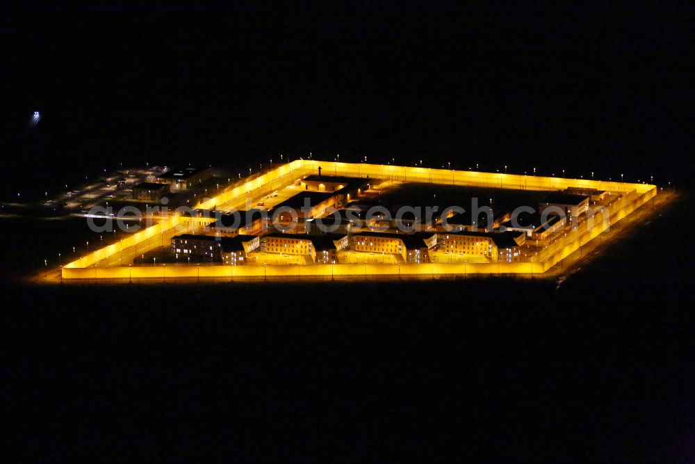 Aerial image at night Dornheim - Night lighting Construction of the Youth Detention Center (JSA) and the Thuringian new youth detention center (prison) in Arnstadt