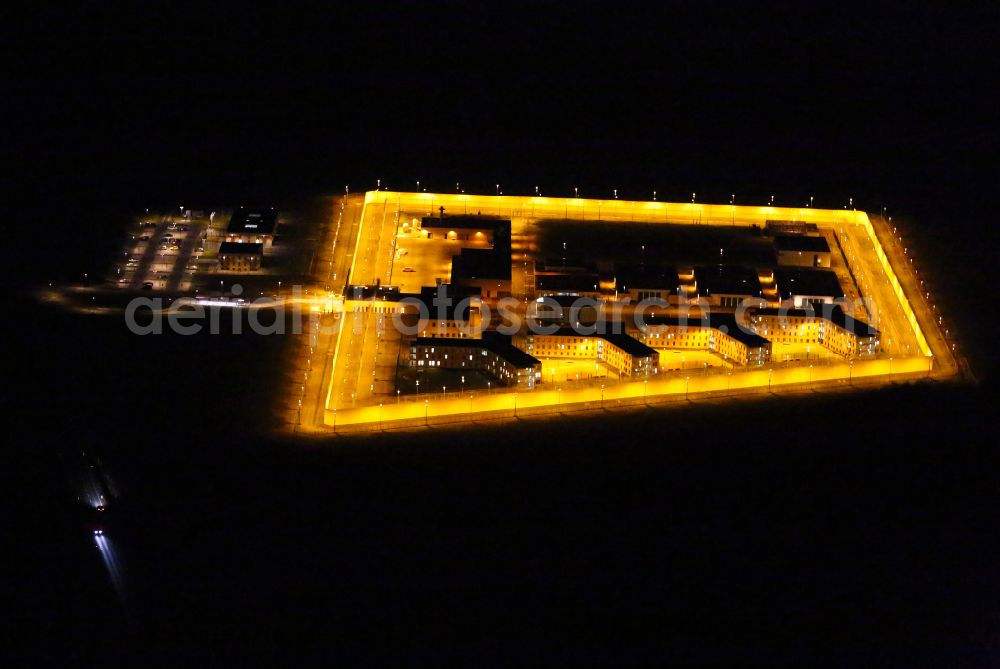 Dornheim at night from above - Night lighting Construction of the Youth Detention Center (JSA) and the Thuringian new youth detention center (prison) in Arnstadt