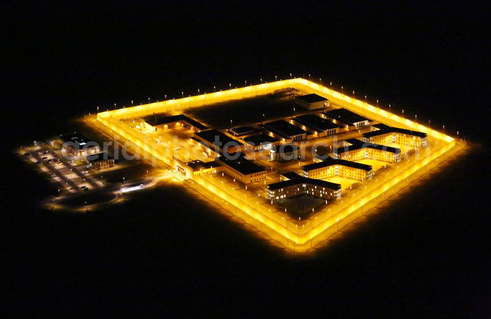 Dornheim at night from the bird perspective: Night lighting Construction of the Youth Detention Center (JSA) and the Thuringian new youth detention center (prison) in Arnstadt