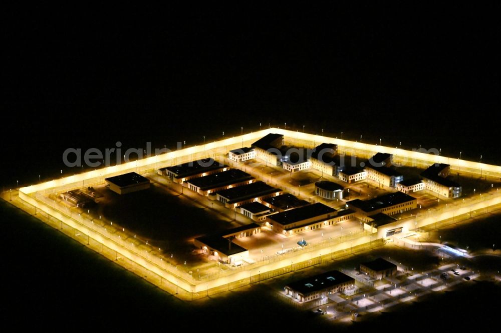 Arnstadt at night from the bird perspective: Night lighting Construction of the Youth Detention Center (JSA) and the Thuringian new youth detention center (prison) in Arnstadt