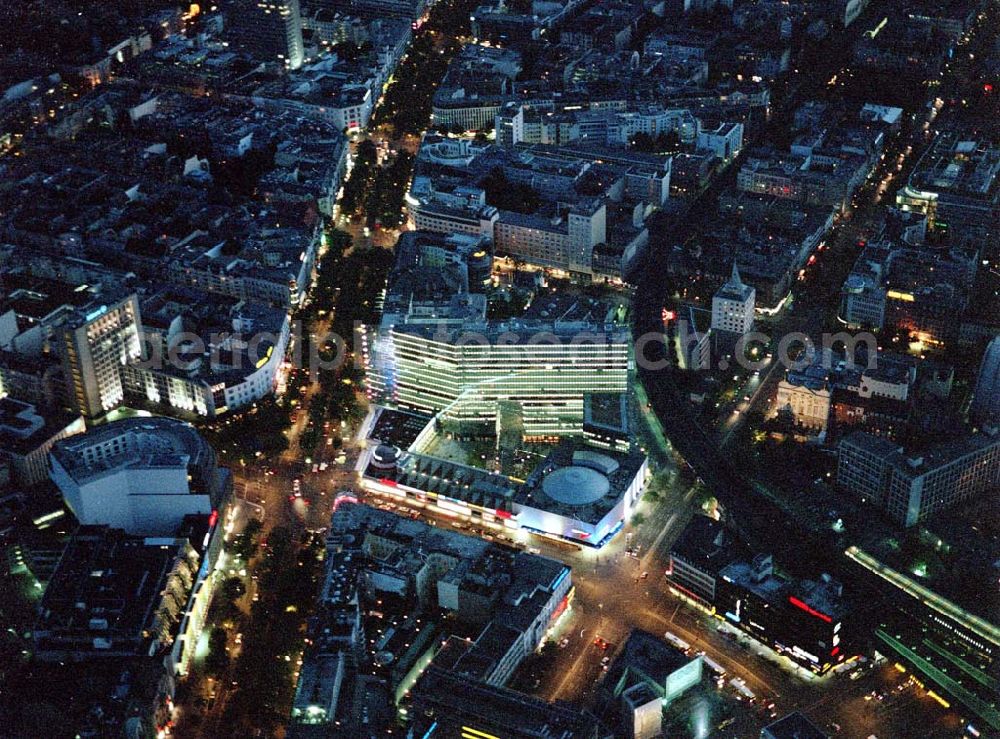 Aerial photograph at night Berlin - Charlottenburg - Neuerbautes Kranzlereck am Berliner Kurfürstendamm in Berlin - Charlottenburg bei Nacht !!