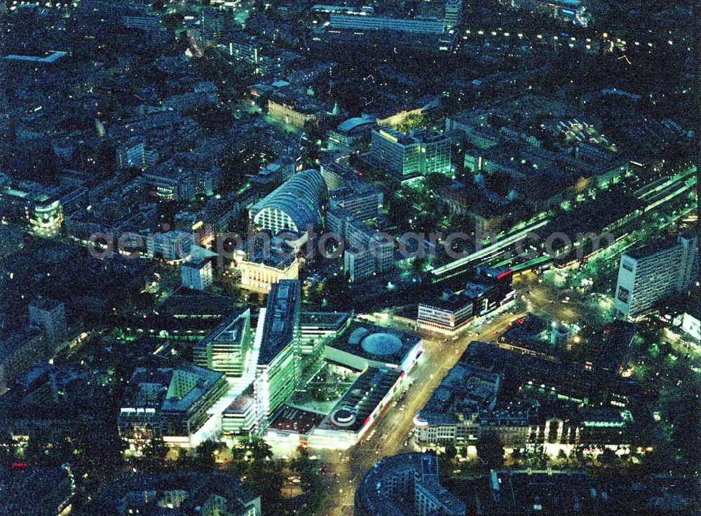 Berlin - Charlottenburg at night from the bird perspective: Neuerbautes Kranzlereck am Berliner Kurfürstendamm in Berlin - Charlottenburg bei Nacht !!