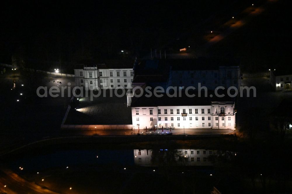 Aerial photograph at night Oranienburg - Night lighting palace Oranienburg in Oranienburg in the state Brandenburg, Germany