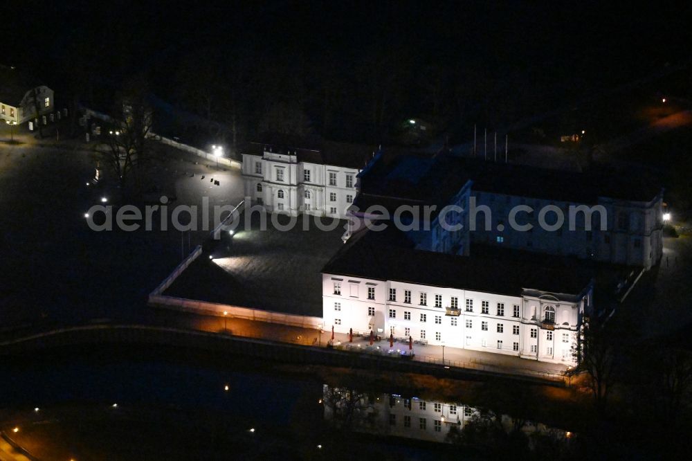 Aerial image at night Oranienburg - Night lighting palace Oranienburg in Oranienburg in the state Brandenburg, Germany