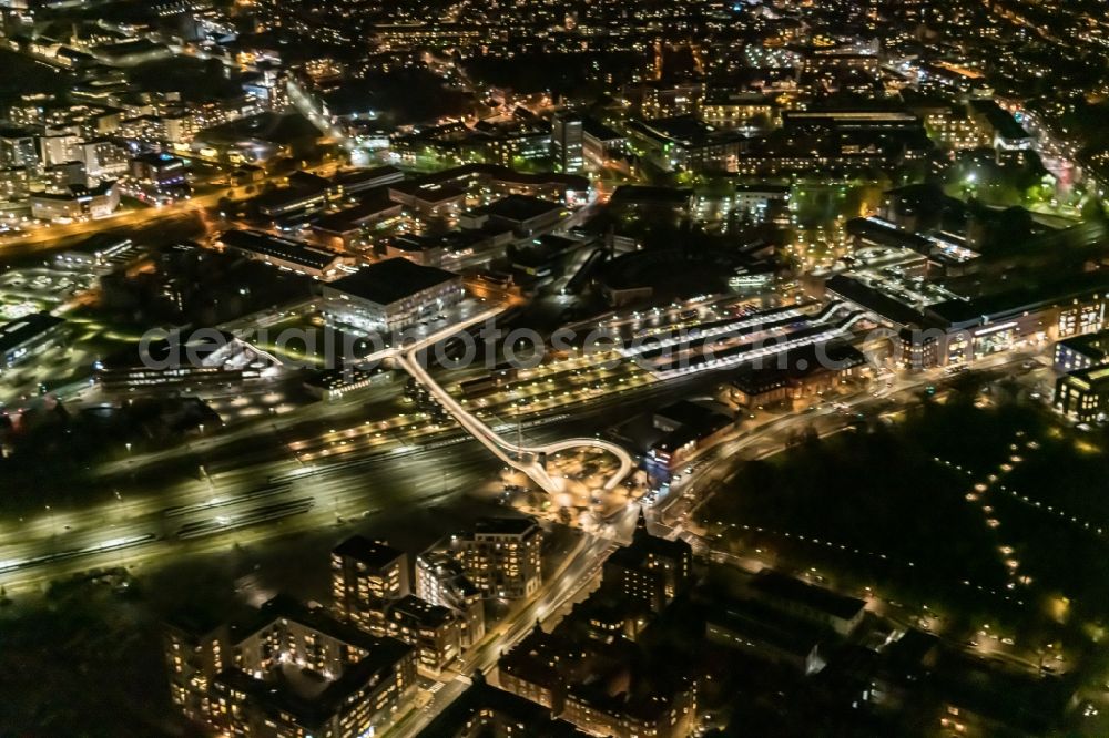 Odense at night from above - Night lighting city view on down town in Odense in Syddanmark, Denmark