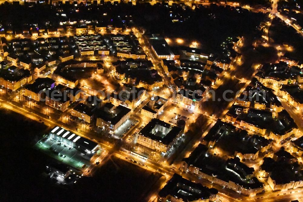 Aerial photograph at night Potsdam - Night lighting outskirts residential Kirchsteigfeld in Potsdam in the state Brandenburg, Germany