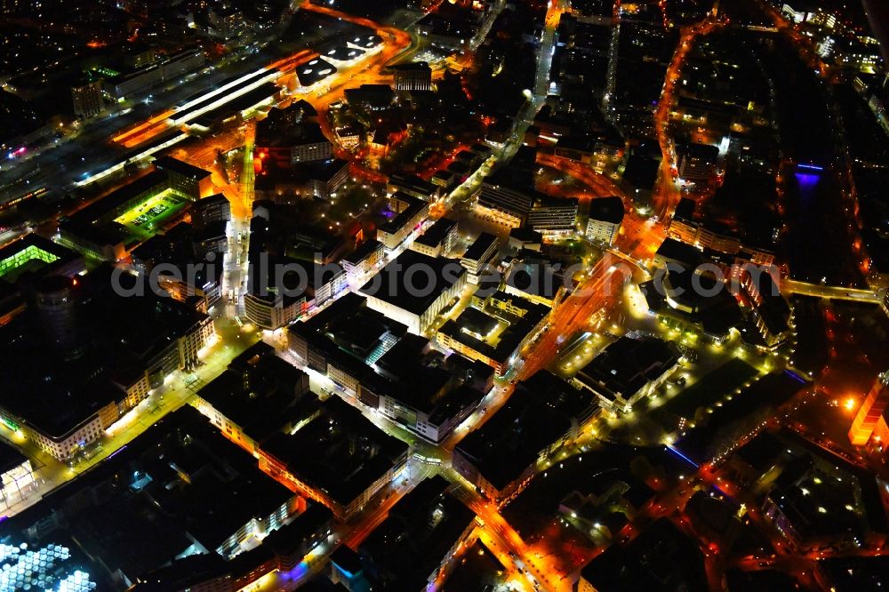 Pforzheim at night from above - Night lighting the city center in the downtown area in Pforzheim in the state Baden-Wurttemberg, Germany