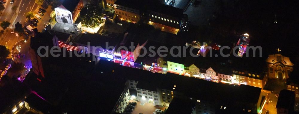 Aerial photograph at night Hamburg - Night view street guide of famous promenade and shopping street Grosse Freiheit in Hamburg. On the side street of the Reeperbahn there are restaurants such as A la Charm, the Dollhouse and the Olivia Jones Bar