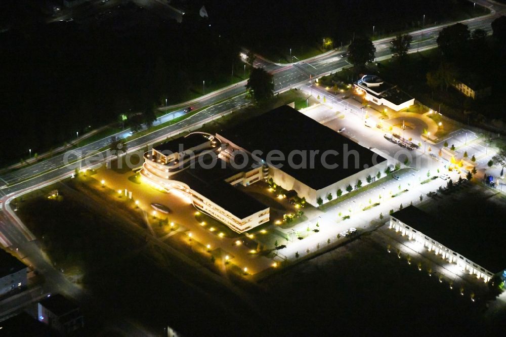 Aerial photograph at night Osnabrück - Night lighting Administration building of the company Kaffee Partner GmbH on Roemereschstrasse in Osnabrueck in the state Lower Saxony, Germany