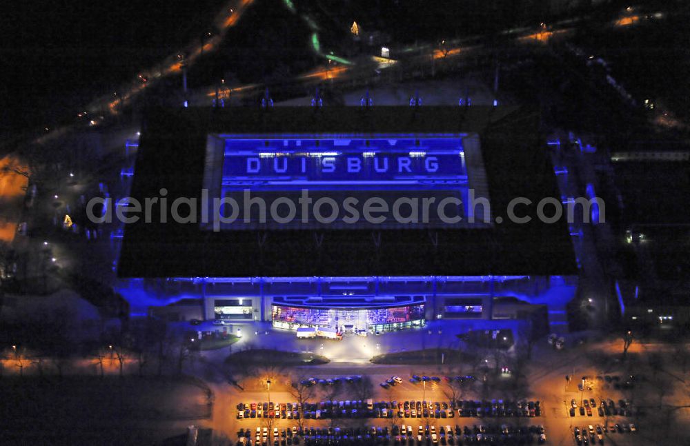 Aerial image at night Duisburg - Nachtluftbild vom Areal an der MSV-Arena Wedau in Duisburg