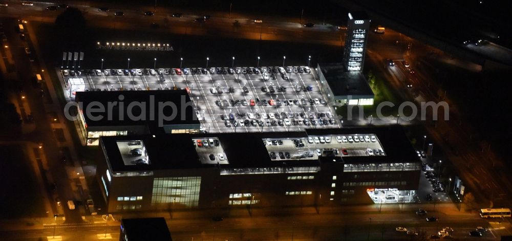 Aerial photograph at night Berlin - Night aerial photo of the Audi Centre Berlin Adlershof