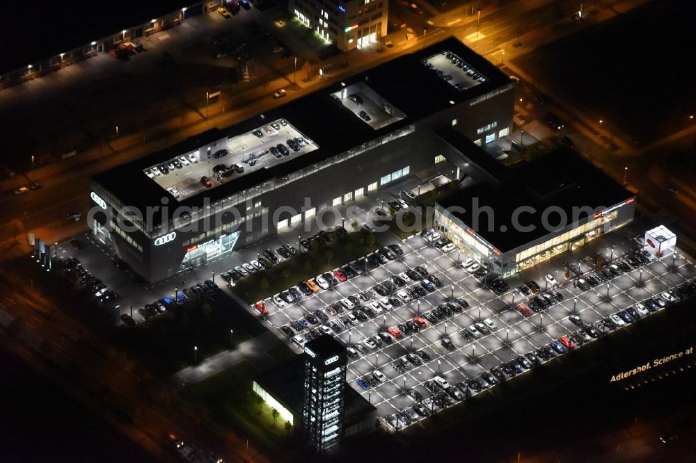 Berlin at night from above - Night aerial photo of the Audi Centre Berlin Adlershof