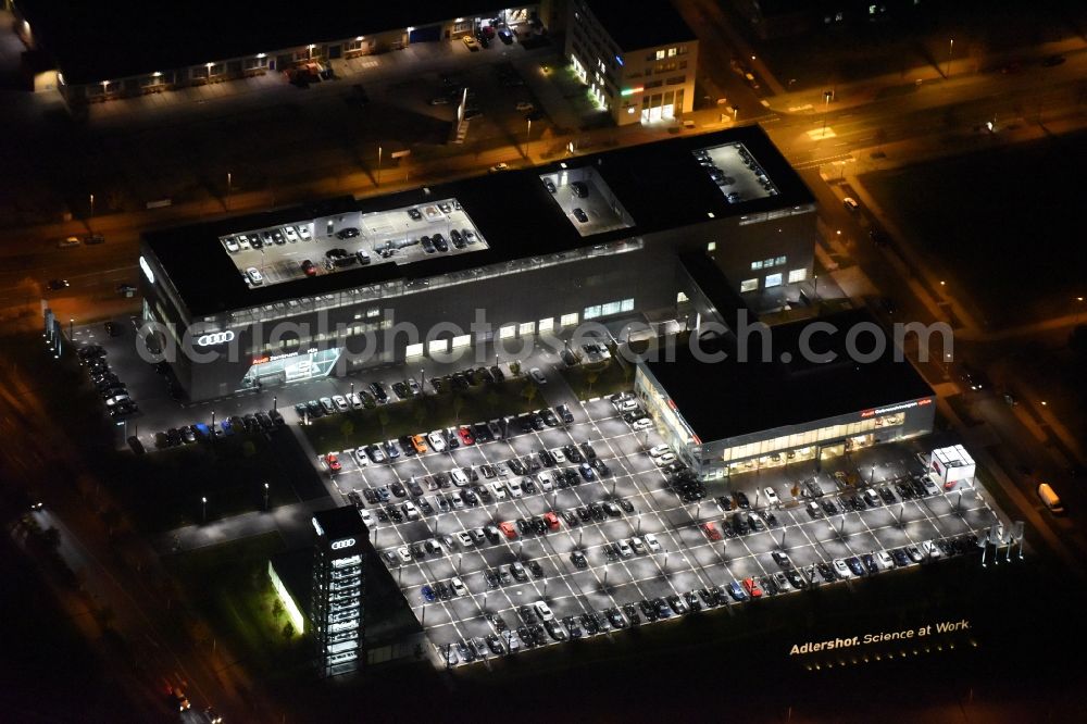 Aerial photograph at night Berlin - Night aerial photo of the Audi Centre Berlin Adlershof