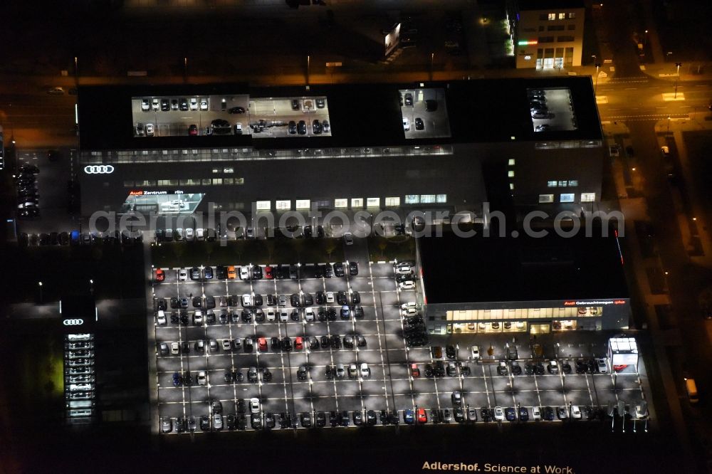 Aerial image at night Berlin - Night aerial photo of the Audi Centre Berlin Adlershof