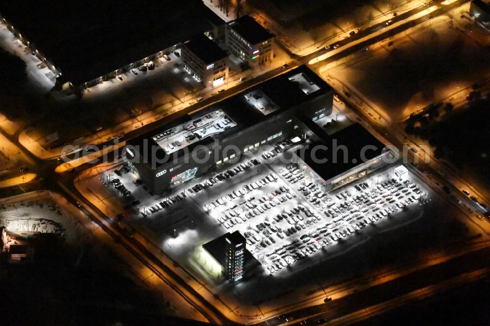 Aerial photograph at night Berlin - Night aerial photo of the Audi Centre Berlin Adlershof