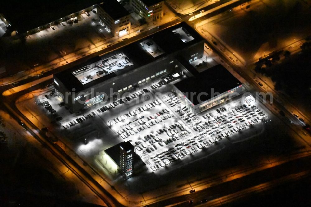 Aerial image at night Berlin - Night aerial photo of the Audi Centre Berlin Adlershof