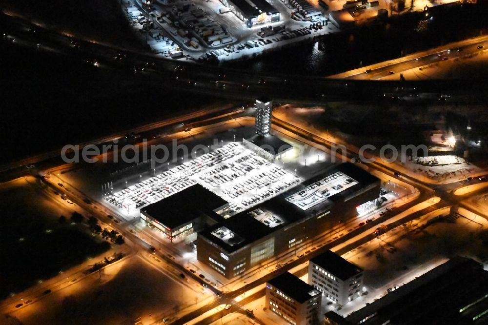 Berlin at night from above - Night aerial photo of the Audi Centre Berlin Adlershof