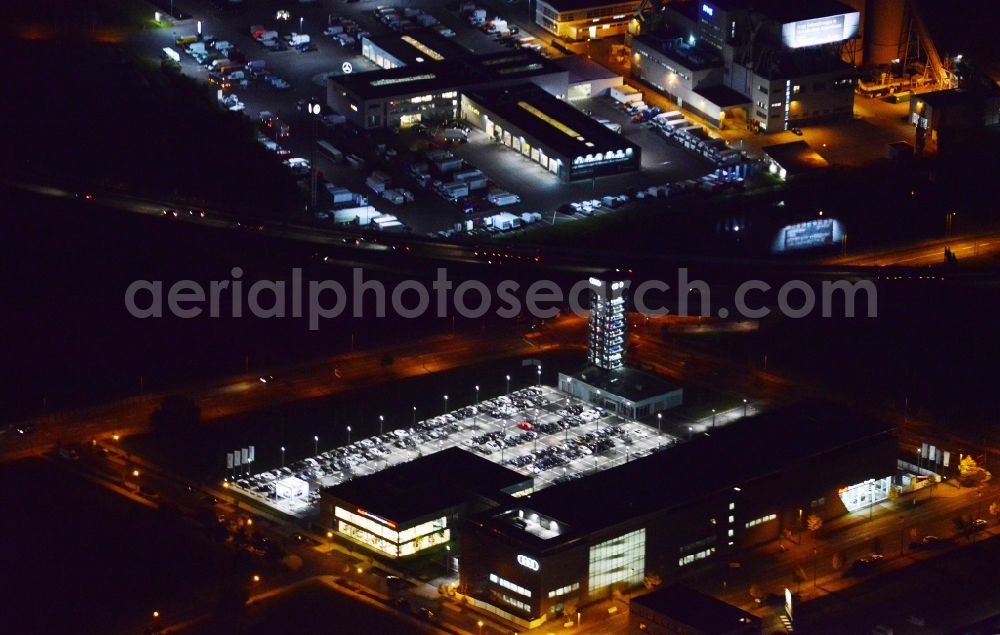 Aerial photograph at night Berlin Adlershof - Night aerial photo of the Audi Centre Berlin Adlershof