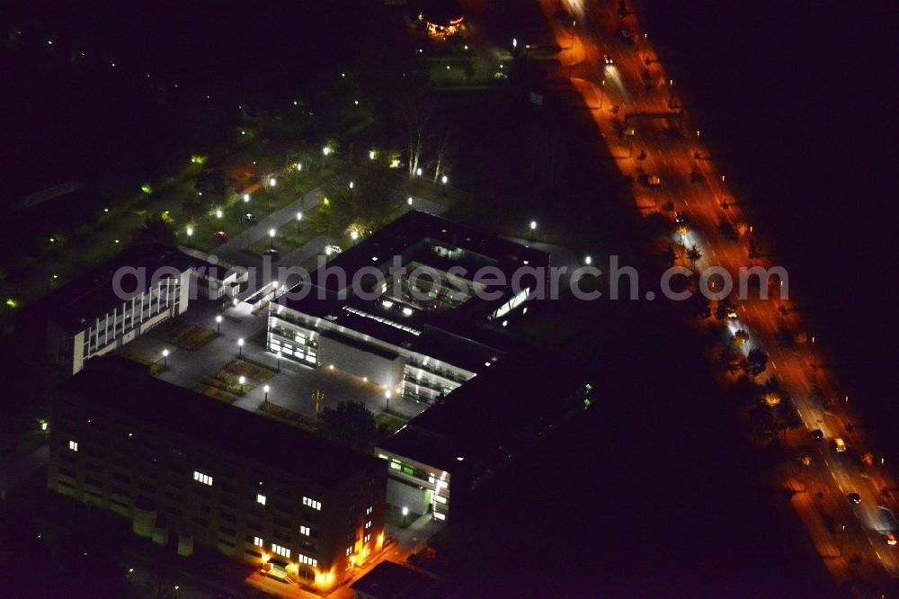 Aerial image at night Berlin - Night aerial photo of the BAM branch terrain in the district Adlershof in Berlin