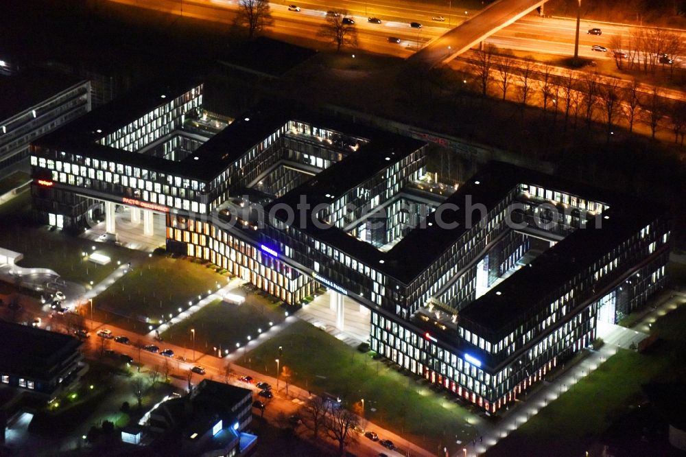 Aerial photograph at night München - Night view of the office building 88north in the district Mossach of Munich in the state Bavaria